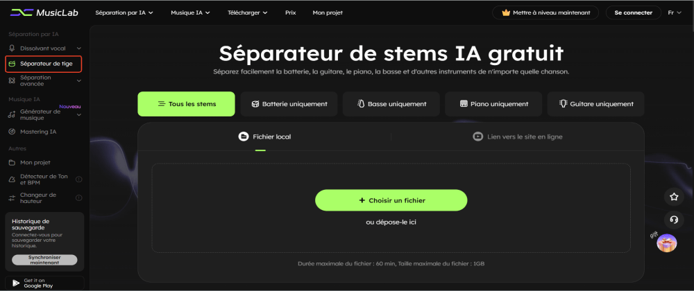 Passez à l'onglet « Séparateur de tiges » 