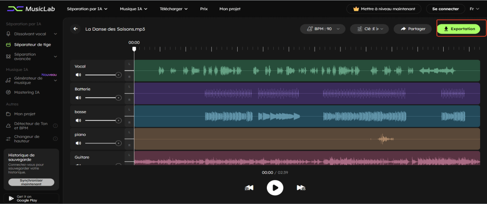 Télécharger la chanson sans un instrument spécifique