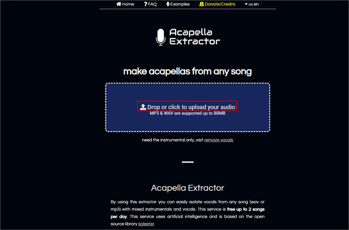 阿卡貝拉提取器上傳文件