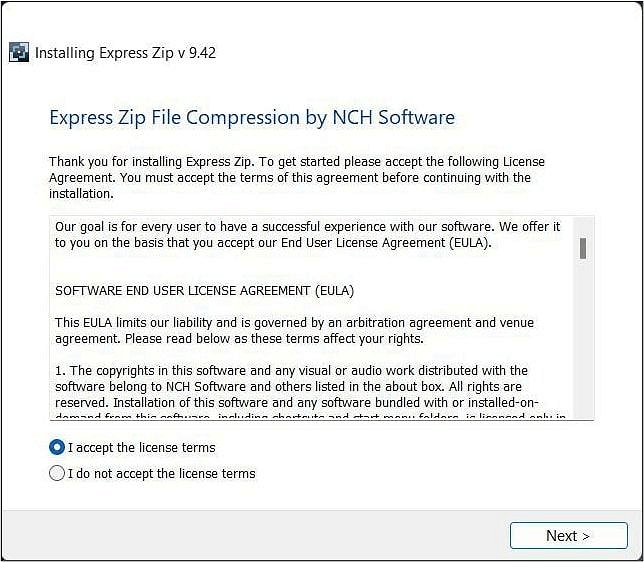 Akzeptieren Sie die Allgemeinen Geschäftsbedingungen WavePad