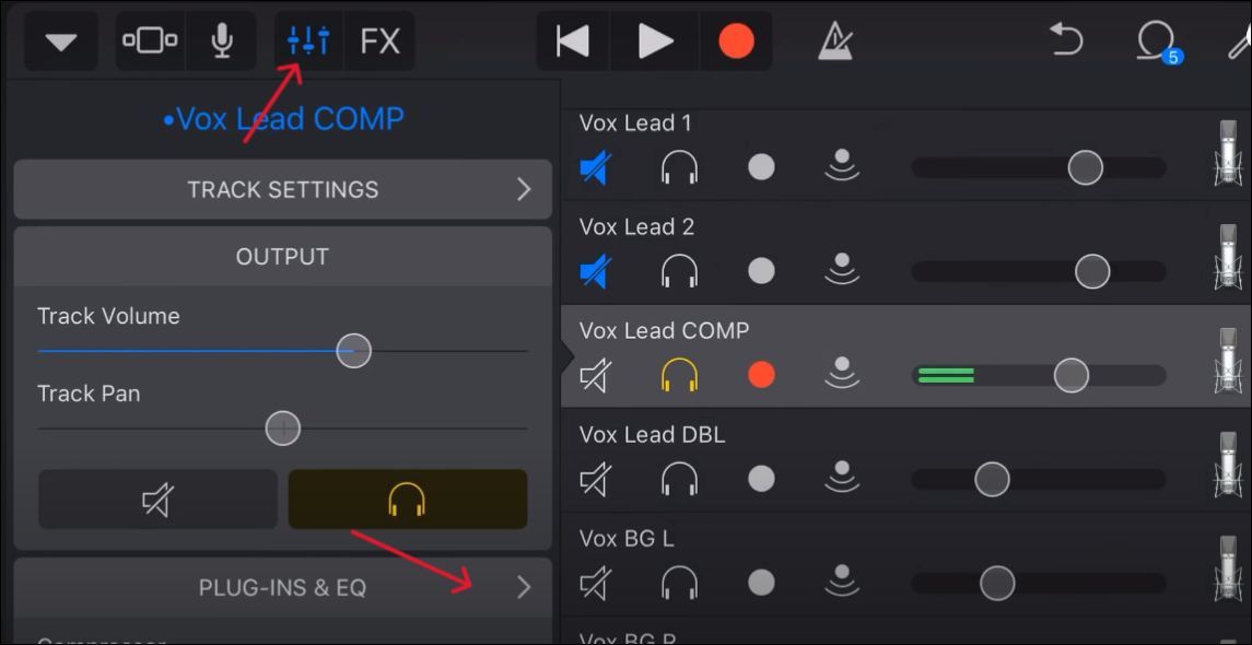 Access the Noise Gate on GarageBand