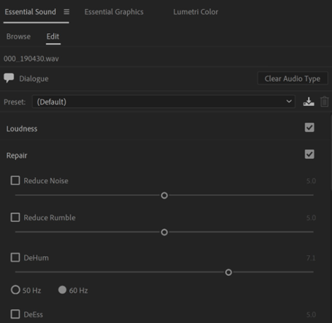 Adjust noise settings in premiere pro