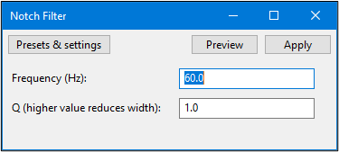 Parameter anpassen Kerbfilter Audacity