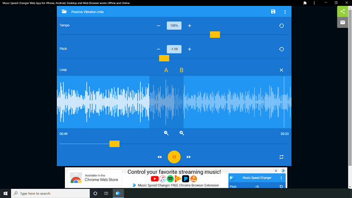 Adjust pitch Music Speed Changer