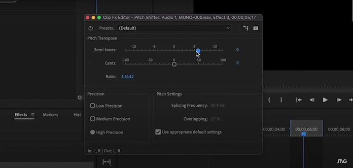 adjust pitch Premiere Pro
