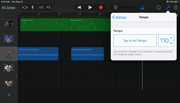 Adjust Tempo Garageband iPad