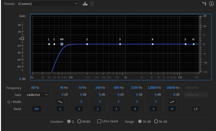 Régler le gain des bandes de fréquences sélectionnées