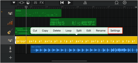 adjust volume of garageband track