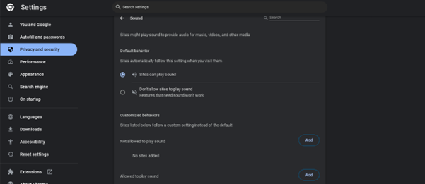 permitir que sites reproduzam som