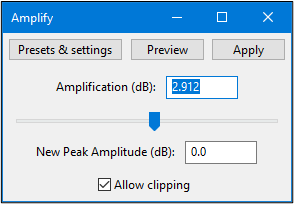 Verstärkung in Audacity