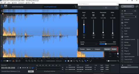 Apply noise removal effects iZotope RX10