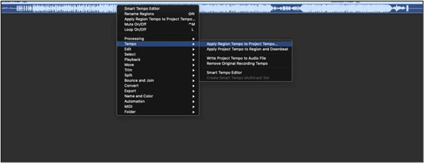 appliquer l'option de tempo de la région