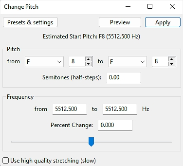 den Effekt der Tonhöhenänderung.