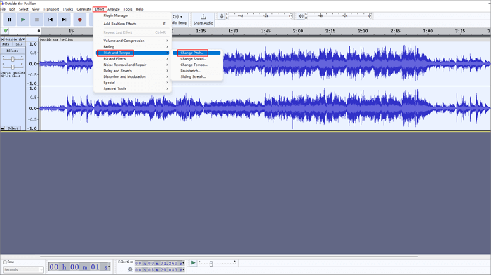 Audacity 改變音調
