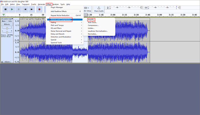 audacity choose amplify
