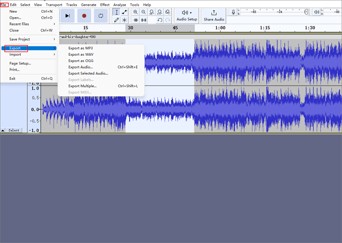 audacity export edited audio
