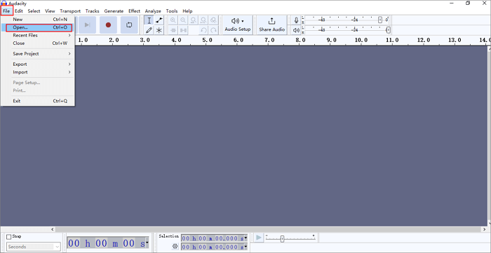 audacity import audio file