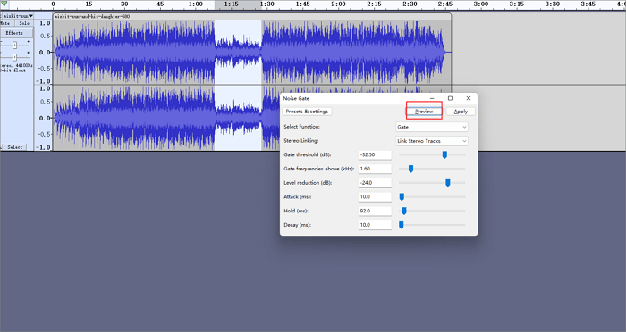 audacity preview apply