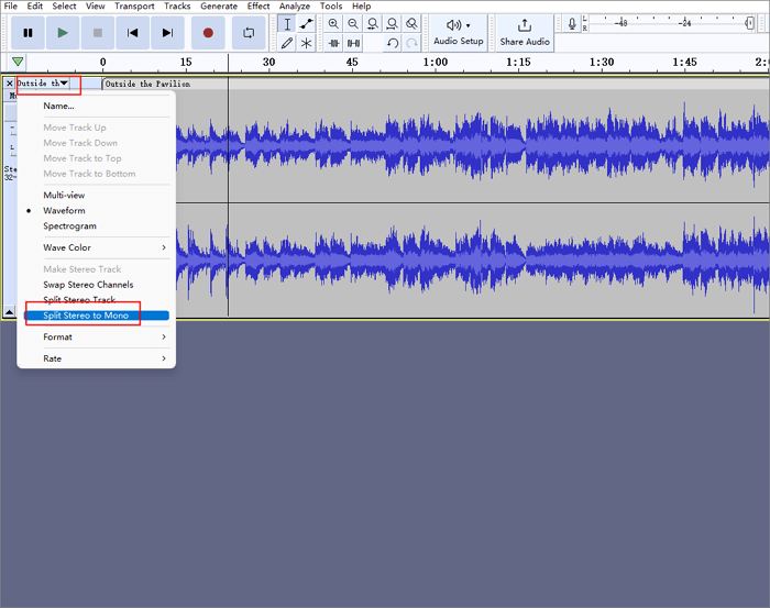 audacity split track