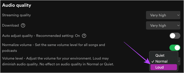 Audio quality loud option in mac