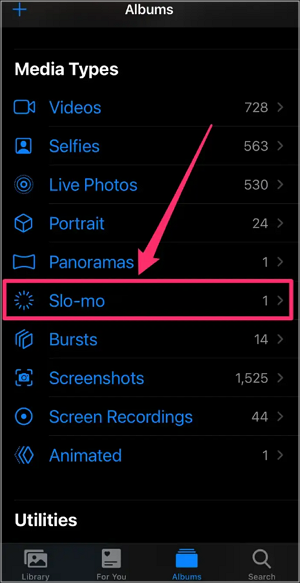 choose slowmo on iphone photos