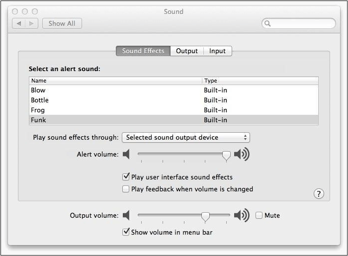 verifique as configurações de volume do Mac