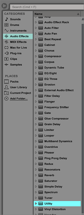 Elige el efecto de sonido de utilidad Abliton