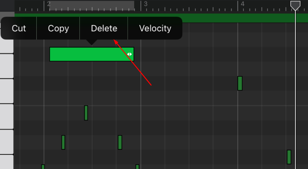 delete option garageband