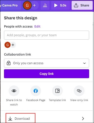 choose download option