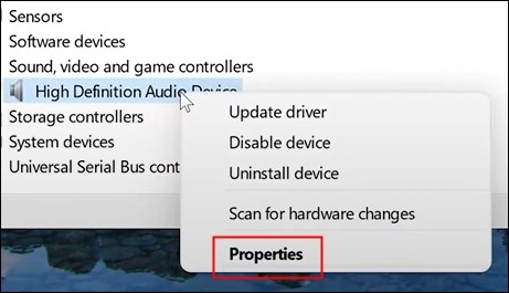 choose properties option
