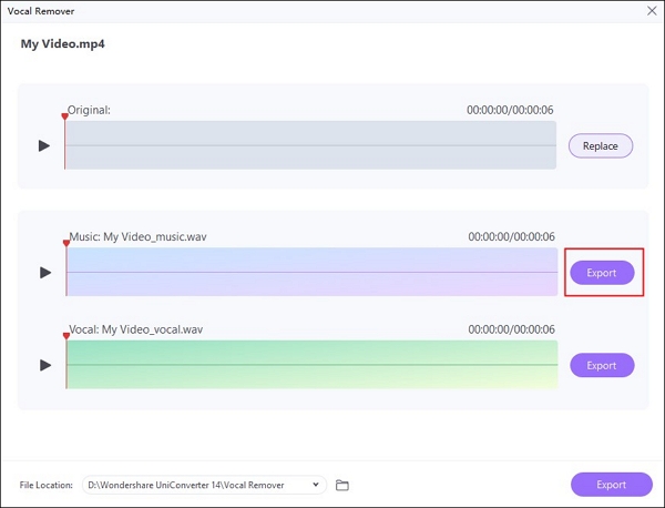 elige el botón exportar