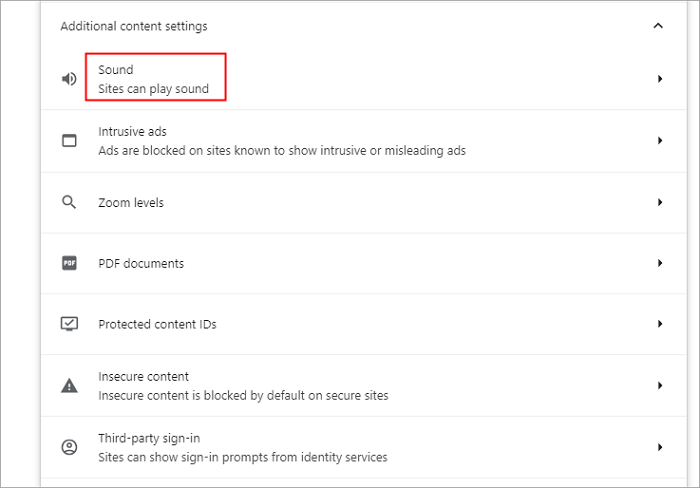chrome additional content settings