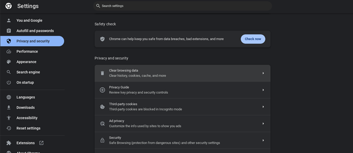 limpar dados de navegação do Chrome