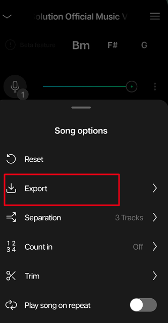 export button moises
