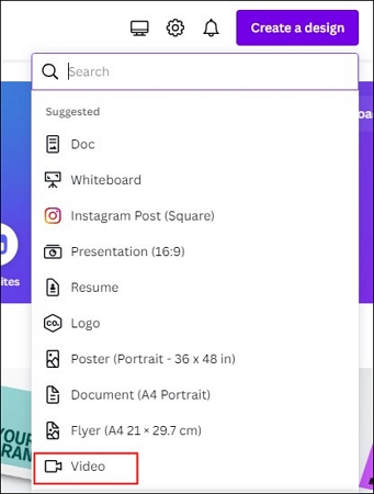 click on create a design
