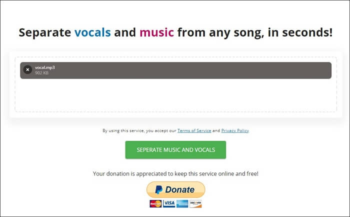 點擊單獨的音樂和人聲