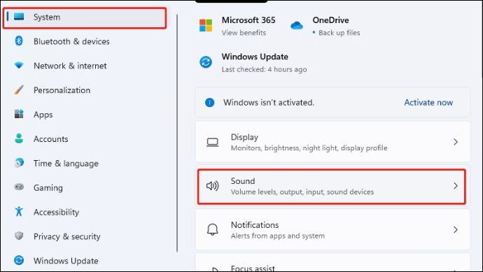 click on system and sound