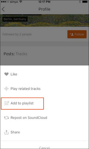 click on the add to playlist option