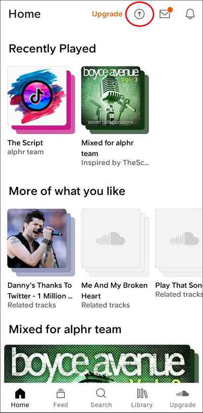 click on the upload icon