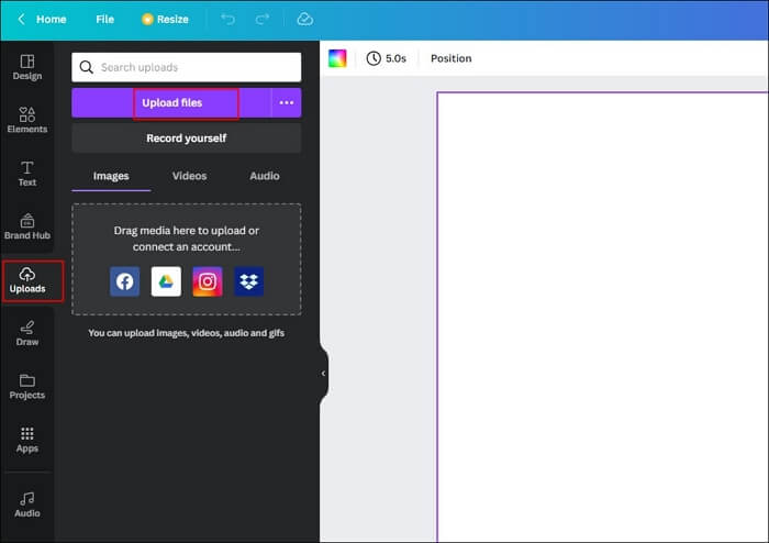 click on upload files