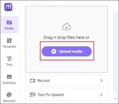 click on upload meida button