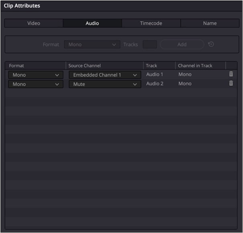 attributs du clip davinci resolve