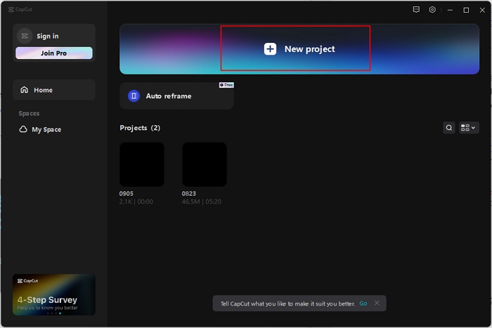  create a new project