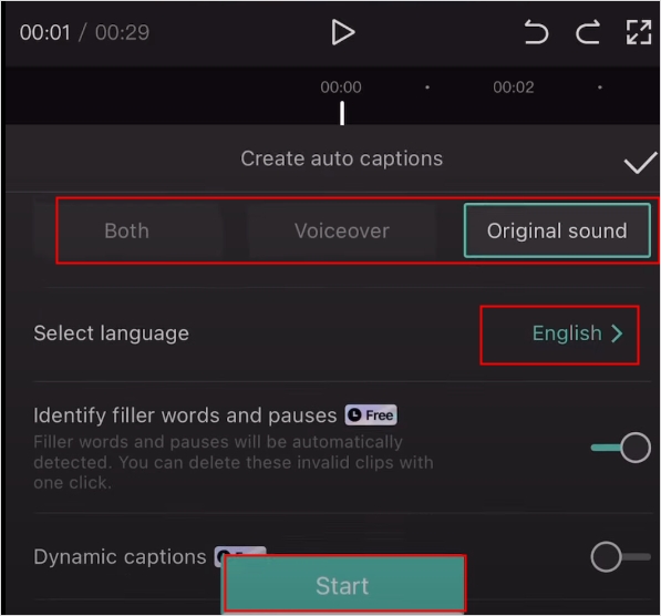 create auto captions