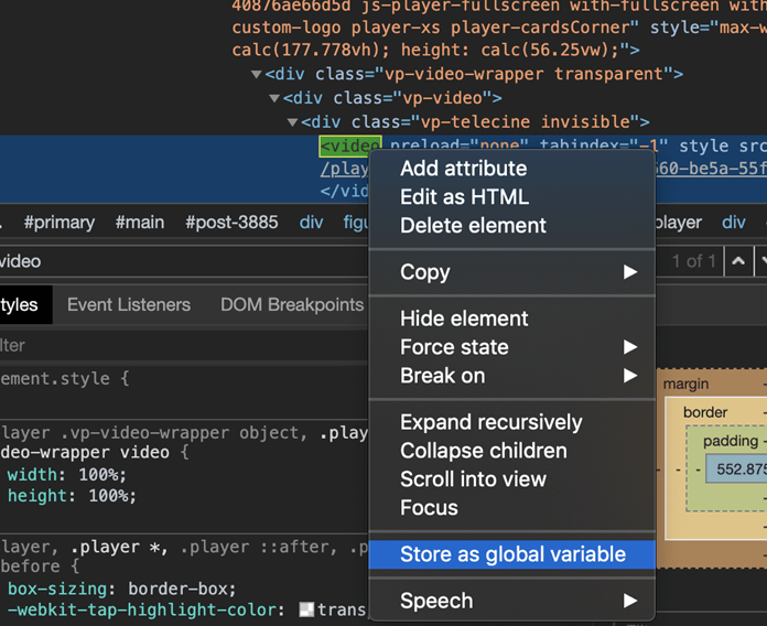 create global variable in video