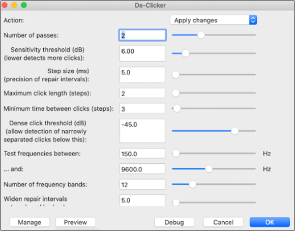 declicker option in audacity