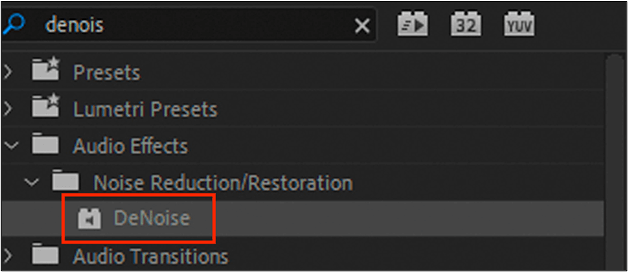 denoise option in premiere pro