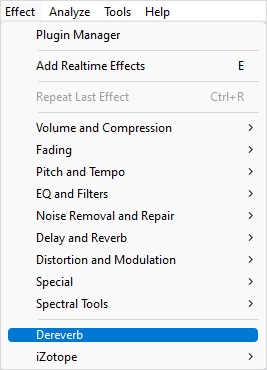 Use the Dereverb effect