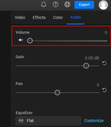 drag volume bar to zero