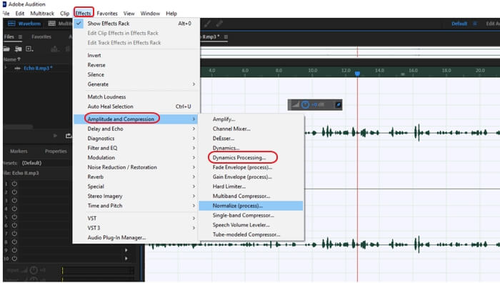 Effet dynamique Adobe Audition